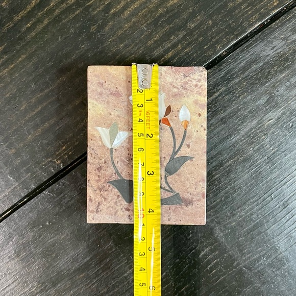 Set of 2 Vintage Inlay Marble  Oval Rectangular Trinket Boxes  Soap Stone - Picture 11 of 11